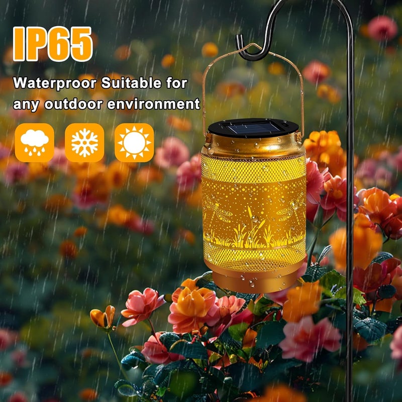 EDOF Dragonfly Solar Lanterns Outdoor Waterproof,Hanging Solar Lights Dragonfly Garden Decor,Decorative Lanterns for Yard Lawn Porch Patio Pathway Tabletop,Christmas Decorations Gift for Women Grandma Mom - Image 4